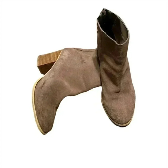 Boho Cow Suede Tan Taupe Booties - Picture 1 of 10